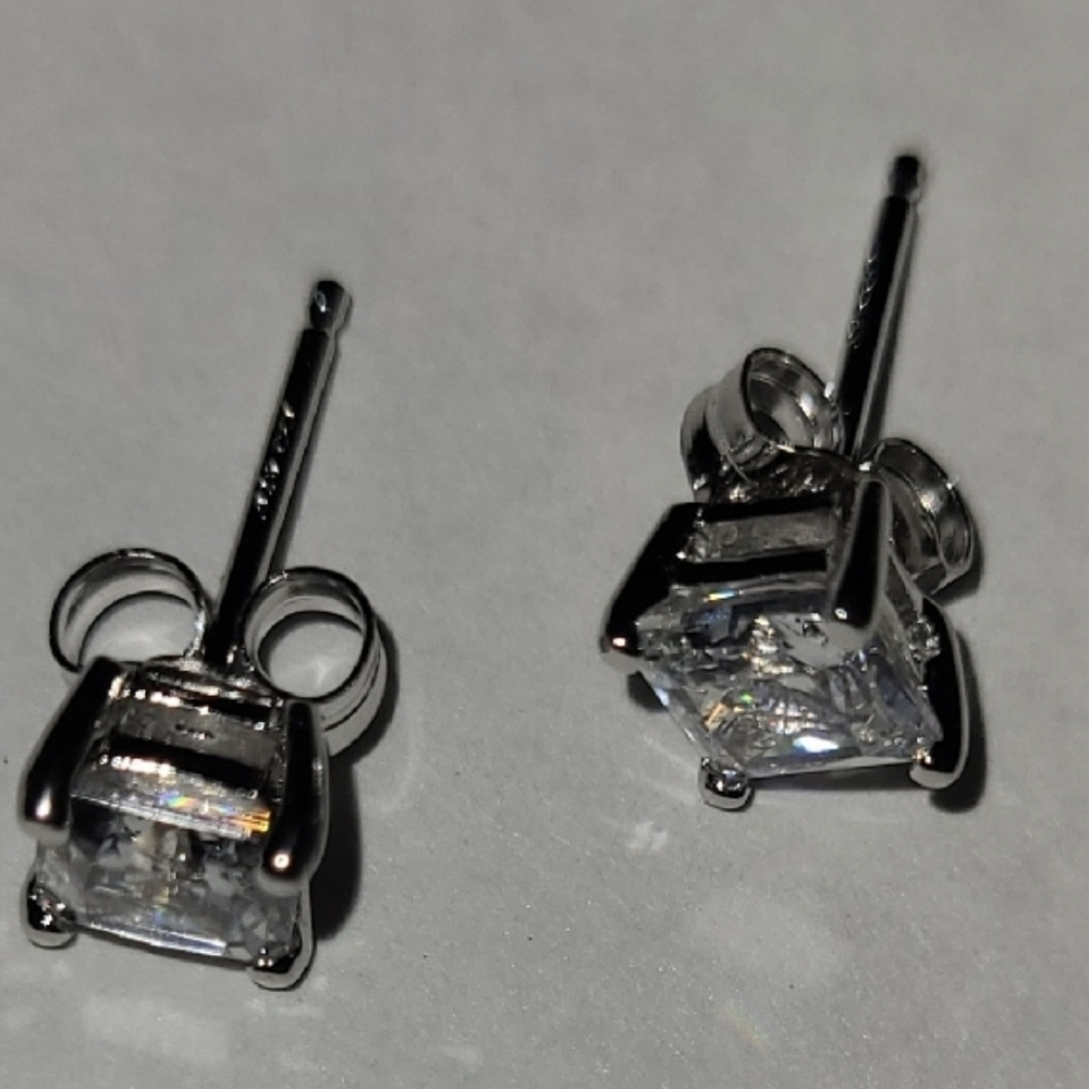Epiphany Platinum-Clad Silver And Diamonique Stud Earrings - Picture 4 of 8